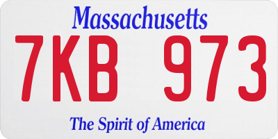 MA license plate 7KB973