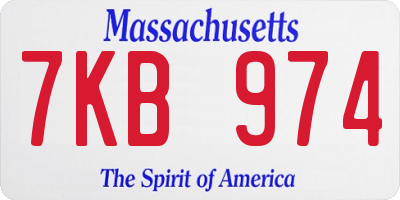 MA license plate 7KB974
