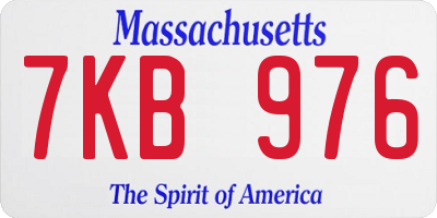 MA license plate 7KB976