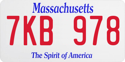 MA license plate 7KB978