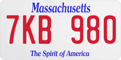 MA license plate 7KB980
