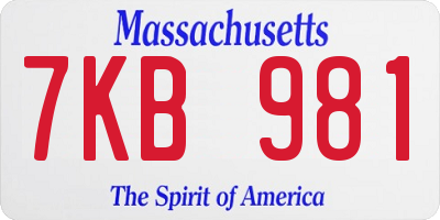 MA license plate 7KB981
