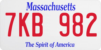 MA license plate 7KB982