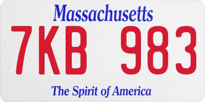 MA license plate 7KB983