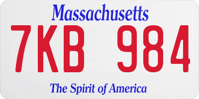 MA license plate 7KB984