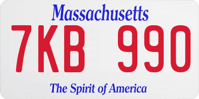 MA license plate 7KB990