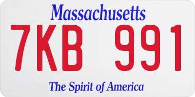 MA license plate 7KB991