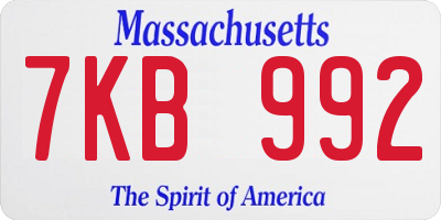 MA license plate 7KB992