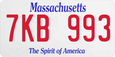 MA license plate 7KB993