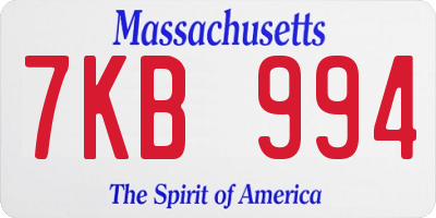 MA license plate 7KB994