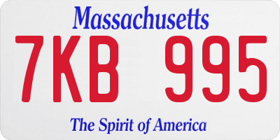 MA license plate 7KB995