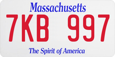 MA license plate 7KB997