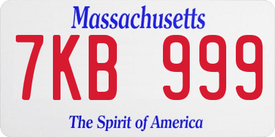 MA license plate 7KB999