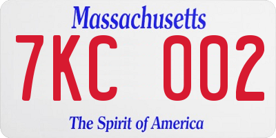 MA license plate 7KC002