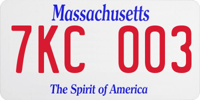 MA license plate 7KC003