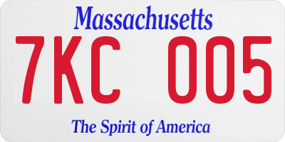 MA license plate 7KC005