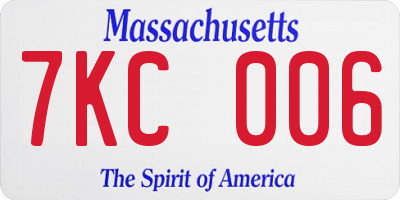 MA license plate 7KC006