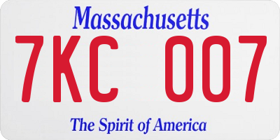 MA license plate 7KC007