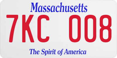 MA license plate 7KC008