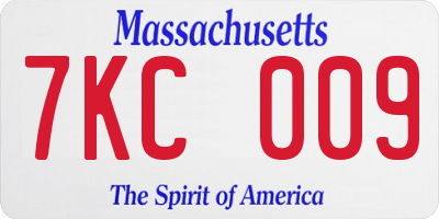MA license plate 7KC009