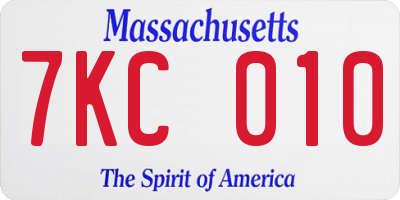MA license plate 7KC010