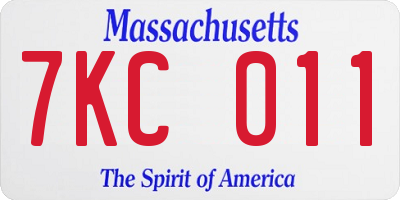 MA license plate 7KC011