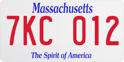 MA license plate 7KC012