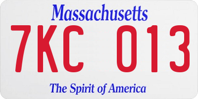 MA license plate 7KC013
