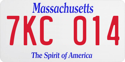 MA license plate 7KC014