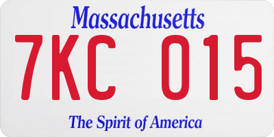 MA license plate 7KC015