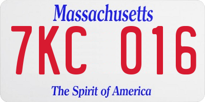 MA license plate 7KC016