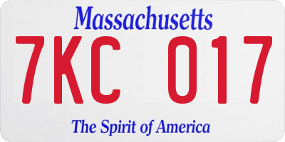 MA license plate 7KC017