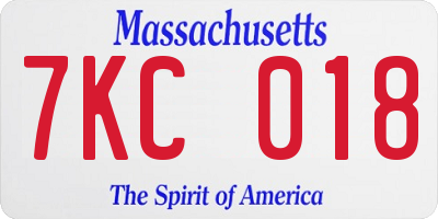 MA license plate 7KC018