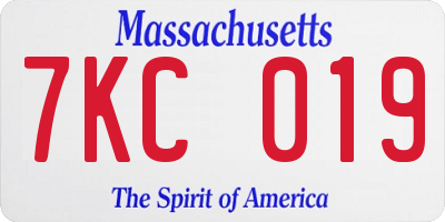 MA license plate 7KC019