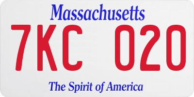 MA license plate 7KC020