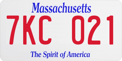 MA license plate 7KC021
