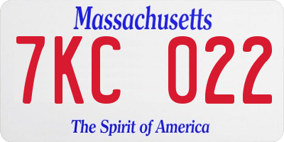 MA license plate 7KC022