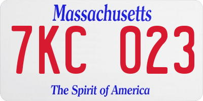 MA license plate 7KC023