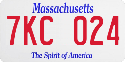 MA license plate 7KC024