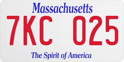 MA license plate 7KC025