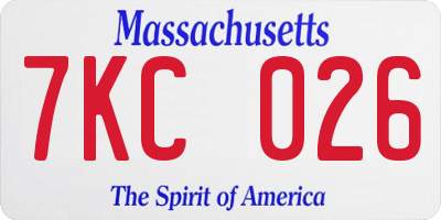 MA license plate 7KC026