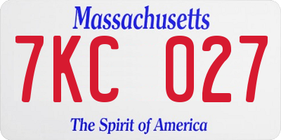 MA license plate 7KC027