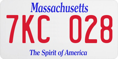 MA license plate 7KC028