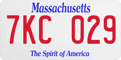 MA license plate 7KC029
