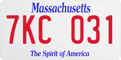 MA license plate 7KC031