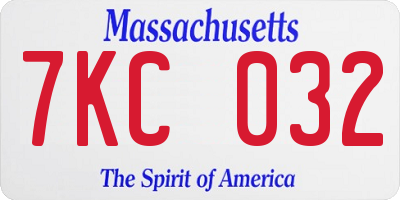 MA license plate 7KC032