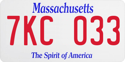 MA license plate 7KC033