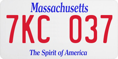 MA license plate 7KC037