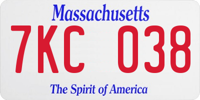 MA license plate 7KC038