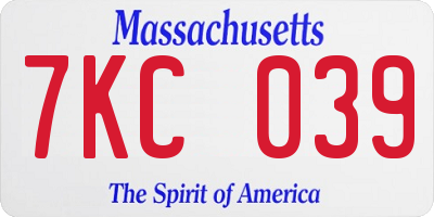 MA license plate 7KC039